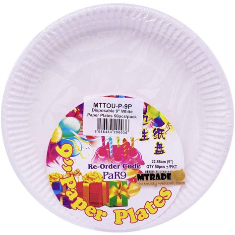 MTRADE Disposable 9 Inch White Paper Plates | NTUC FairPrice