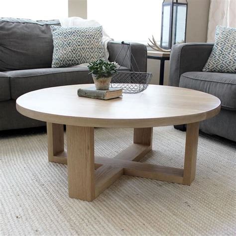 Round All Wood White Oak Coffee Table, Modern Solid Wood - Free Shippi ...