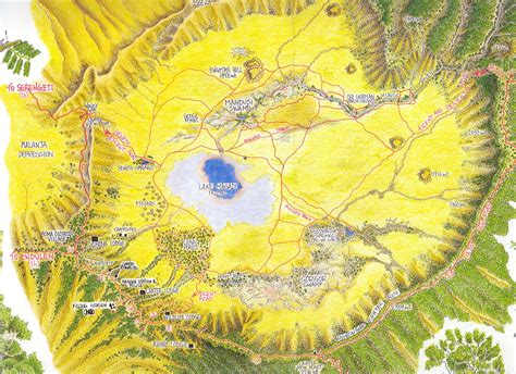 Map of the Ngorongoro crater during the dry season