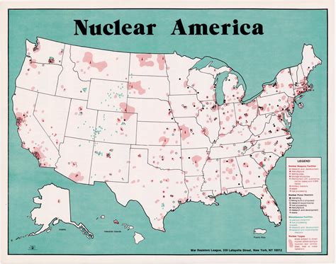 Thematic map of the American nuclear complex by the War Resisters League - Rare & Antique Maps