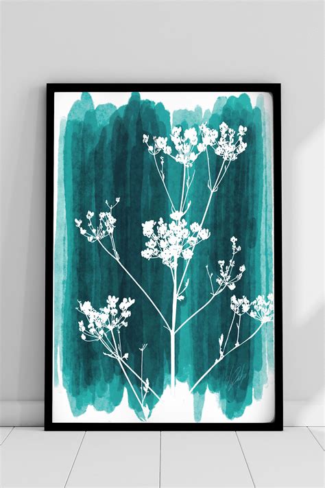 Teal floral watercolor botanical painting art print | Etsy | Art prints, Flower wall art, Art