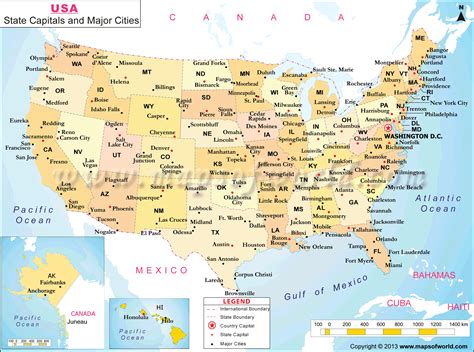Usa Map With States And Cities - United States Map