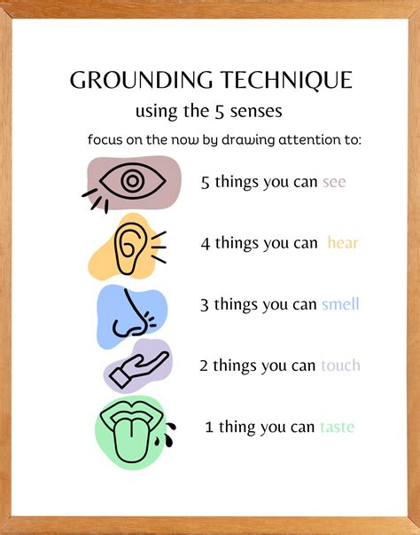 Grounding Technique Using the 5 Senses Poster Handout. School Counselor ...