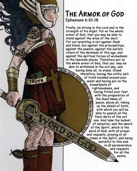 Armor of God Ephesians 6:10-18 Illustrated Bible Verse Christian Original Wall Art Painting ...