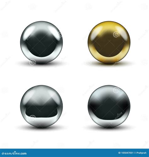 Realistic 3D Chrome Ball Isolated on White Background Stock ...