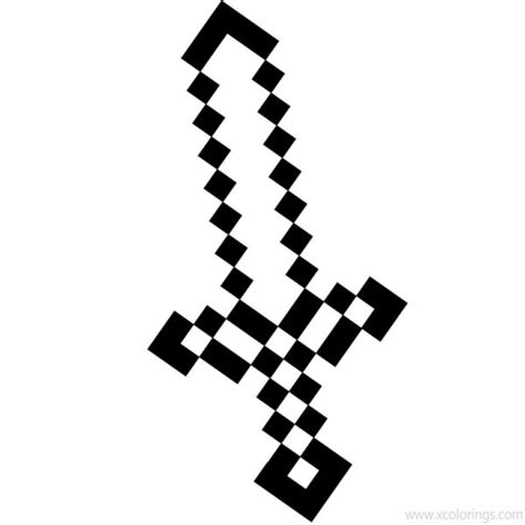 Minecraft Sword and Steve Coloring Pages - XColorings.com