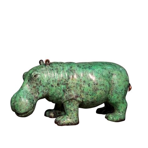 Bronze Hippopotamus Mouth Closed Sculpture - Metropolitan Galleries Inc.