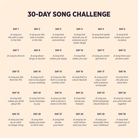 30 Day Song Challenge Instagram Template | Snap Font