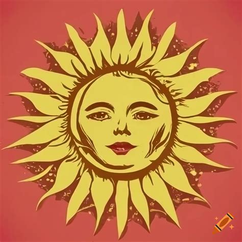 Vintage floral smiling sun in a circular pop art style on Craiyon