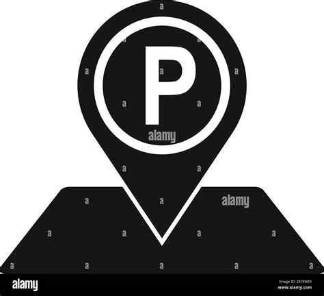 Illustration of a simple black and white parking map pointer icon for navigation and locator ...