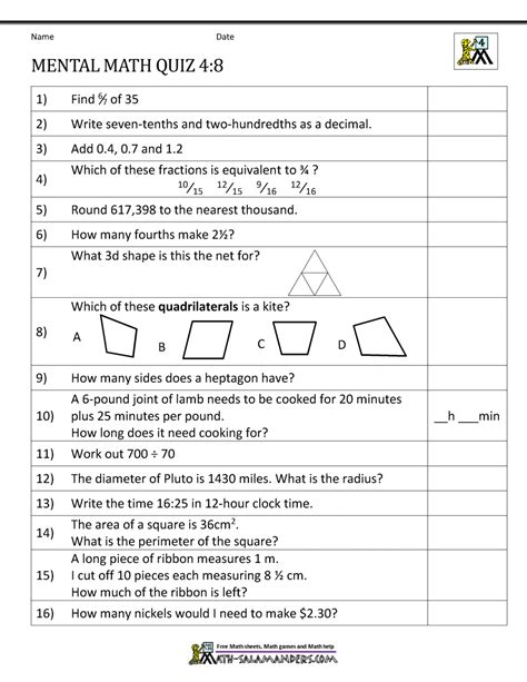 mental math 4th grade - mental math 4th grade - Kason Hobbs