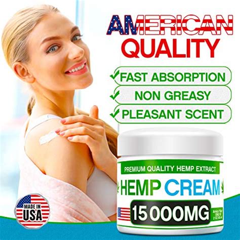 Hemp Pain Relief Cream - 15 000 MG - Natural Hemp Extract Relieves Inflammation, Knee, Muscle ...