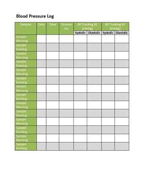 Blood Pressure Monitor Chart Printable