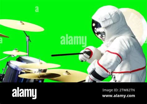 Funny astronaut play to drums . Green screen. Realistic 4k animation Stock Video Footage - Alamy