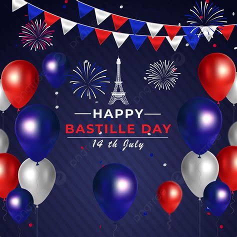 Happy Bastille Day With Balloons And Eiffel Tower Design Background, Bastille, Flags, Eiffel ...
