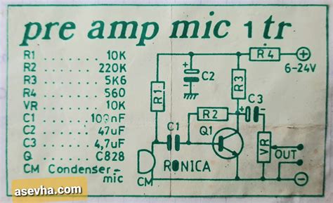 Skema Pre-Amp Mic Condenser 1 Transistor by Ronica - Tutorial, Desain ...