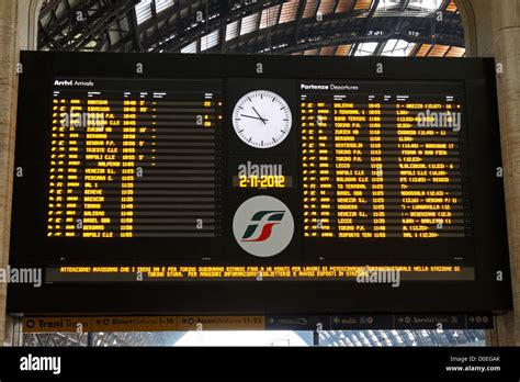 Milan Central Railway Station electronic departures and arrivals board, Italy, Europe Stock ...