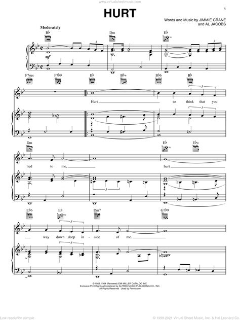 Presley - Hurt sheet music for voice, piano or guitar [PDF]