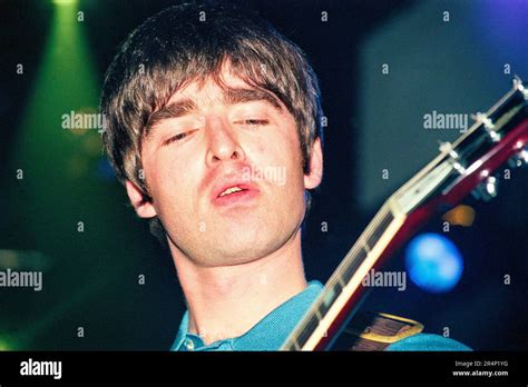 OASIS, MORNING GLORY TOUR, 1996: Noel Gallagher of Oasis at Cardiff International Arena CIA on ...