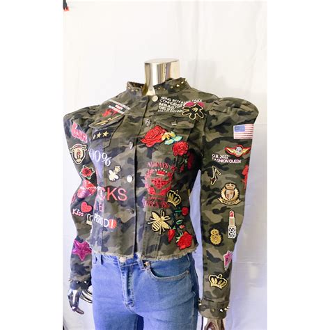 Jean Jacket With Camouflage Print - Etsy