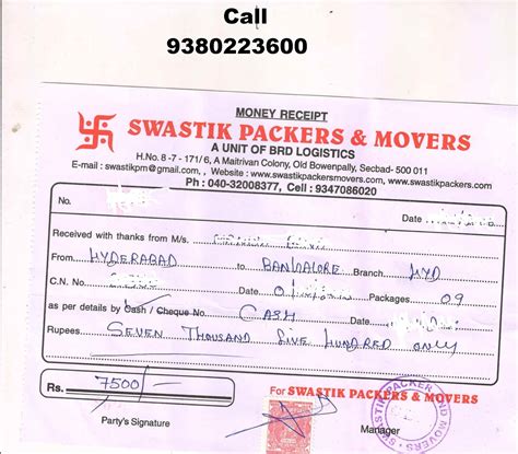 100% 9380223600 ORIGINAL GST Packers Movers Bill For Claim Chennai Hyderabad Bangalore Pune ...