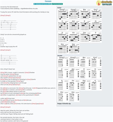 Chord: Cocoon - The Decemberists - tab, song lyric, sheet, guitar, ukulele | chords.vip