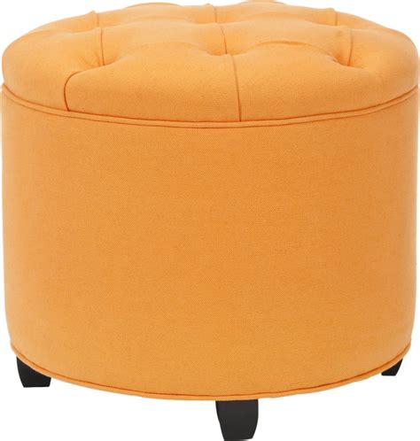 Safavieh Odell Tufted Ottoman Tangerine and Black Furniture main image Round Tufted Ottoman ...