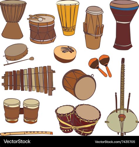 African traditional musical instruments Royalty Free Vector