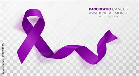 Pancreatic Cancer Awareness Month. Purple Color Ribbon Isolated On Transparent Background ...