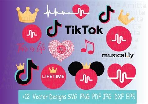 Set of Musically SVG files for cricut-Tik Tok logo +12 Vector clipart ...