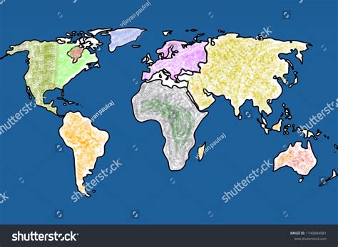 World Map Blue Ocean Background Stock Illustration 1140884081 ...