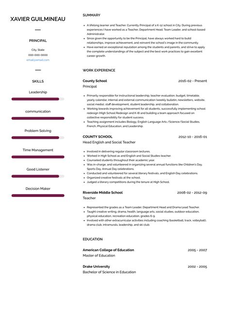 Principal - Resume Samples and Templates | VisualCV