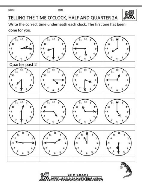 Telling Time to Quarter-hour Worksheet for Preschoolers