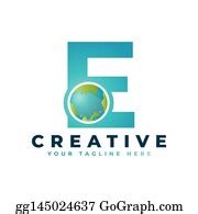 36 Letter E Global World Earth Logo Design Clip Art | Royalty Free ...