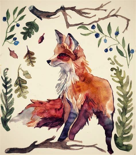 Fox watercolour illustration autumn | Watercolor fox, Watercolor illustration, Art drawings