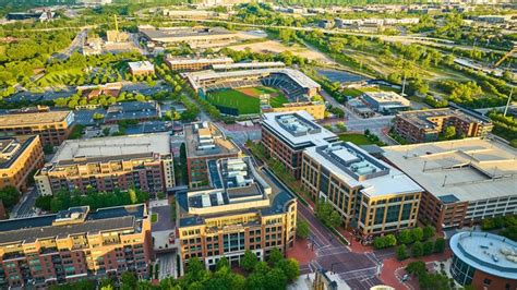 Premium Photo | Golden light on landscape and Columbus Clippers stadium ...