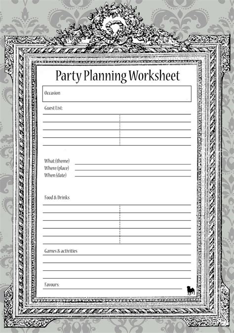 Party Planning Worksheet Template