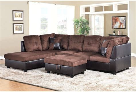 Brown Leather Sectional Couch With Ottoman - Odditieszone