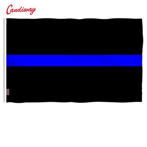 3x5feet Police Thin Blue Line Stripes Law Enforcement Flag 3'x5' Banner Brass Grommets 90 x 150 ...