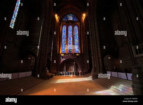 Interior of the Anglican Liverpool Cathedral, Liverpool, Merseyside ...