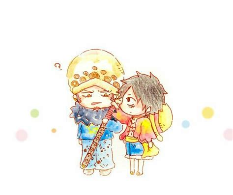 Luffy and Law cute Fanart