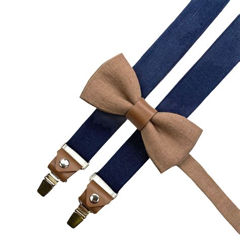 Custom Colour and Size Suspenders and Bow Tie / Navy Blue | Etsy