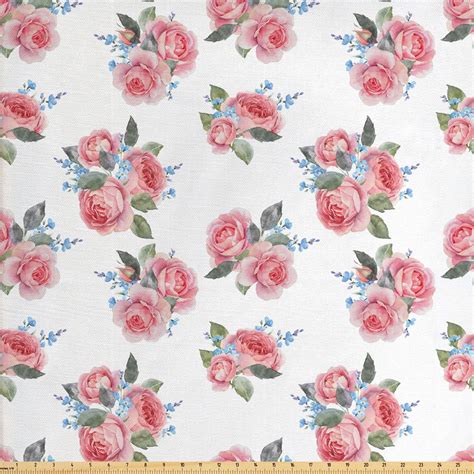 Vintage Rose Fabric by The Yard, Delicate Flowers Bouquet Pattern, Decorative Fabric for ...