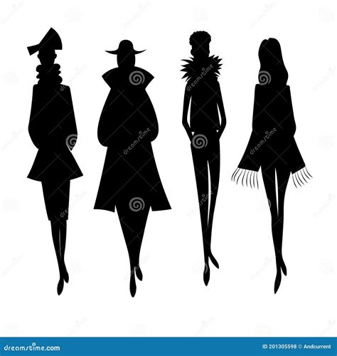 Fashion Women Show. Black Fashion Model Silhouette. Stock Vector ...