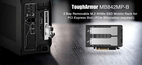 MB842MP-B_Removable 2 Bay M.2 NVMe SSD to PCIe 4.0 x8 Mobile Rack Enclosure for PCI Express Slot ...