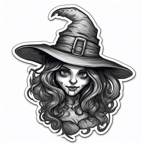 Premium Photo | A drawing of a witch with a hat on her head generative ai