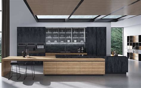 Single Wall Kitchen Design with Long Wood Island | OPPOLIA