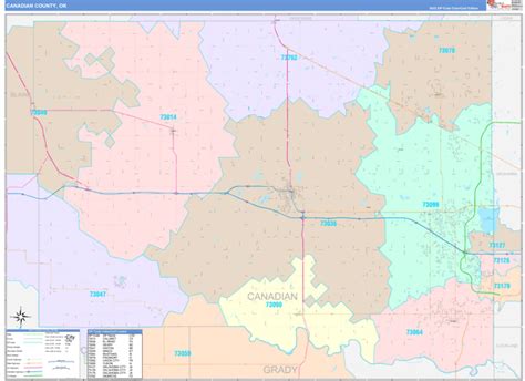 Canadian County, OK Wall Map Color Cast Style by MarketMAPS - MapSales