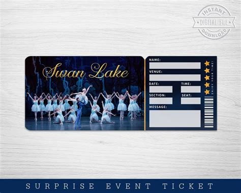 Printable Swan Lake Ballet Broadway Surprise Ticket Swan | Etsy in 2022 | Swan lake, Swan lake ...