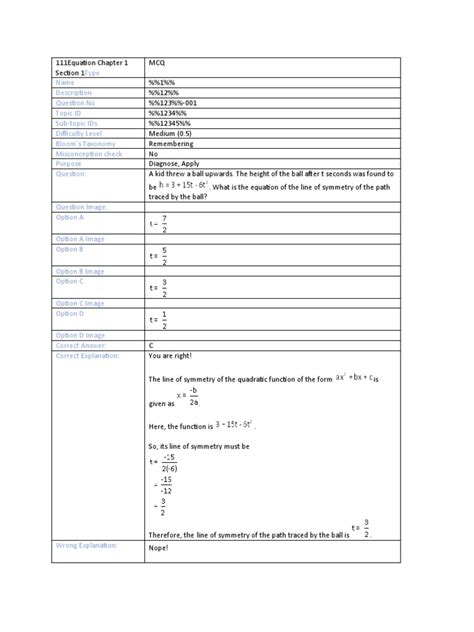 Line of Symmetry of A Quadratic Function | PDF | Vertex (Graph Theory) | Mathematical Objects